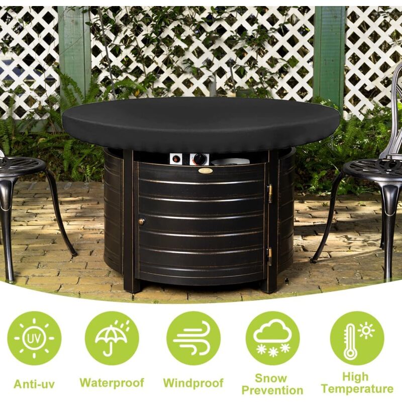 Fire Pit Protective Cover, Anti-UV 420D Round Protective Cover for Fire Pit Protection and Waterproof for Patio Fire Pit for Thin Grills, Fire Pit