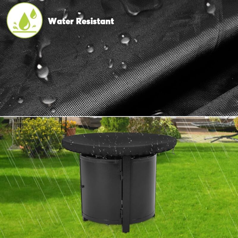 Fire Pit Protective Cover, Anti-UV 420D Round Protective Cover for Fire Pit Protection and Waterproof for Patio Fire Pit for Thin Grills, Fire Pit