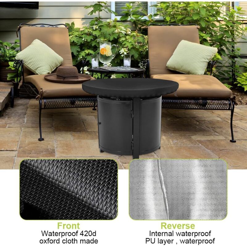 Fire Pit Protective Cover, Anti-UV 420D Round Protective Cover for Fire Pit Protection and Waterproof for Patio Fire Pit for Thin Grills, Fire Pit