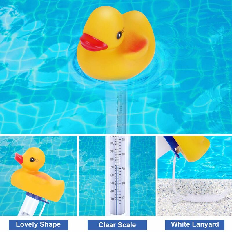 Floating Duck Style Pool Thermometer with String for Outdoor Indoor Pools Hot Tubs Spas