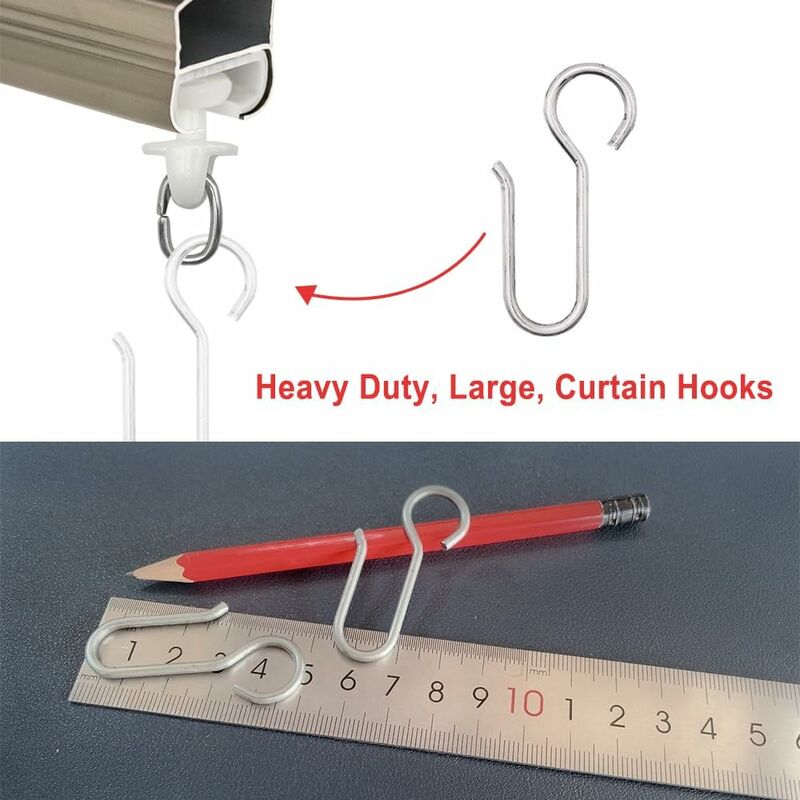 Heavy Duty Zinc Curtain Clips, 40 Pieces 50x2.5mm Curtain Rail Hooks for Door Curtains