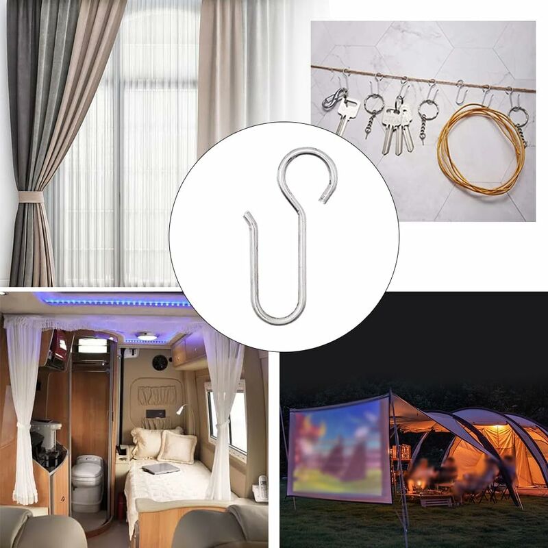 Heavy Duty Zinc Curtain Clips, 40 Pieces 50x2.5mm Curtain Rail Hooks for Door Curtains