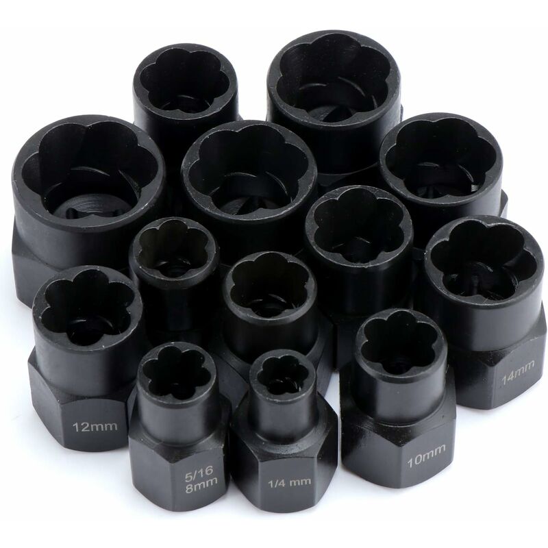 Socket Wrench Set with Nut Extractor For Damaged Bolts 13 Pieces