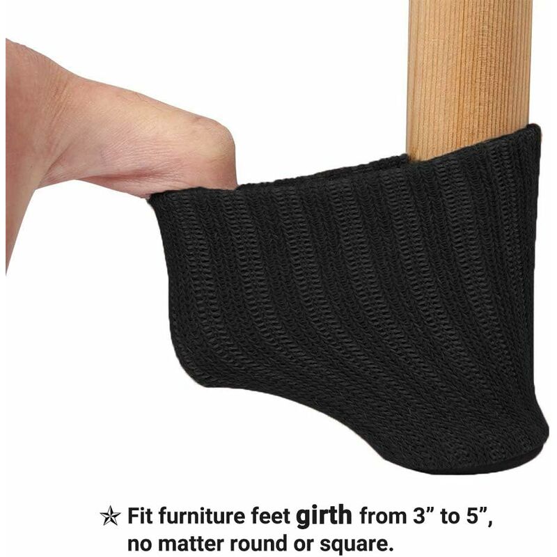Black Felt Chair Socks Furniture Leg Protectors 24 pcs Prevents Scratches and Noise
