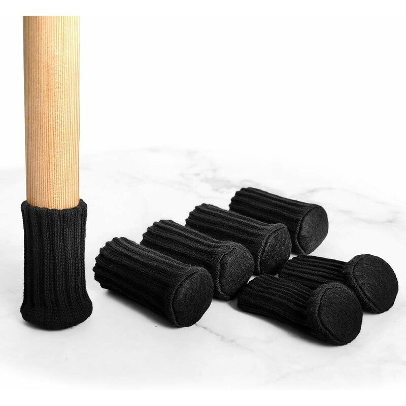 Black Felt Chair Socks Furniture Leg Protectors 24 pcs Prevents Scratches and Noise
