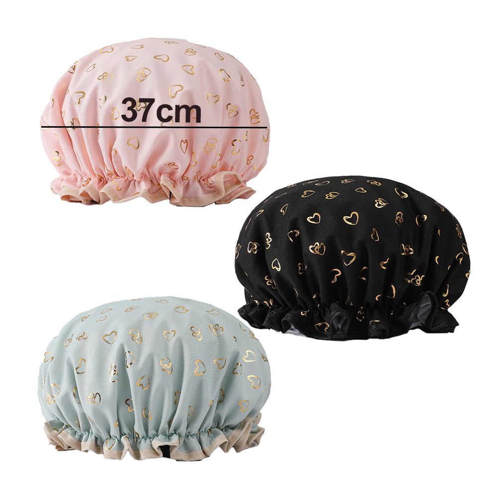 Shower Caps, 3-pack for women, waterproof and double layered