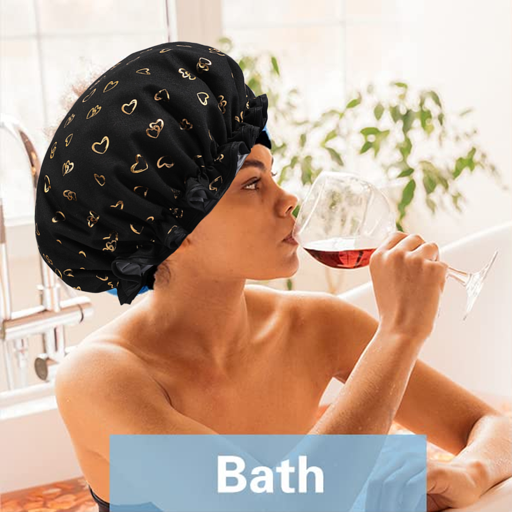 Shower Caps, 3-pack for women, waterproof and double layered