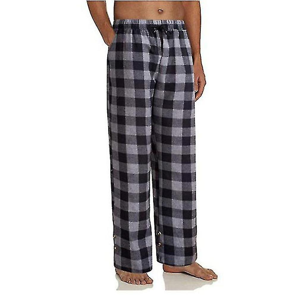 Men's Pajama Pants with Pockets, Soft Flannel Plaid Pajama Pants for Sleep M Gray