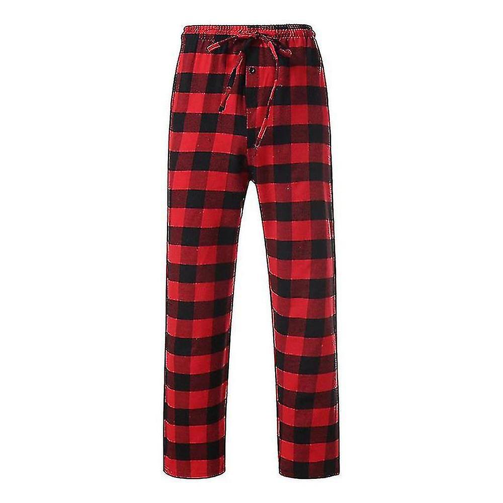 Men's Pajama Pants with Pockets, Soft Flannel Plaid Pajama Pants for Sleep M Gray