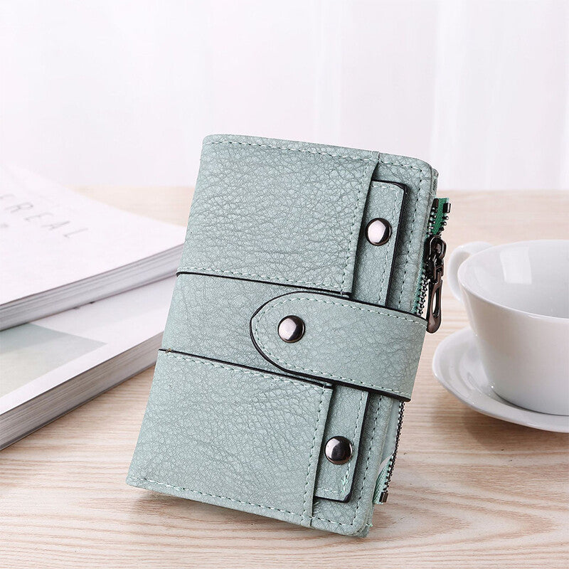 The New Trendy Foldable Small Wallet Women Leather Card Holder Wallet Pink