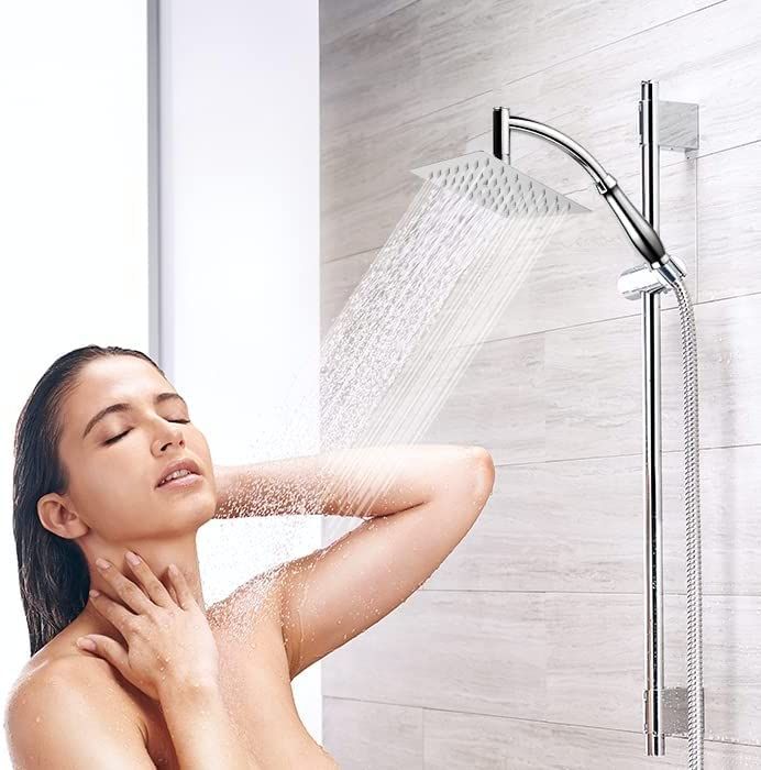 Rain Shower Head High Pressure Large Square Chrome Finish Universal Replacement Shower Accessories