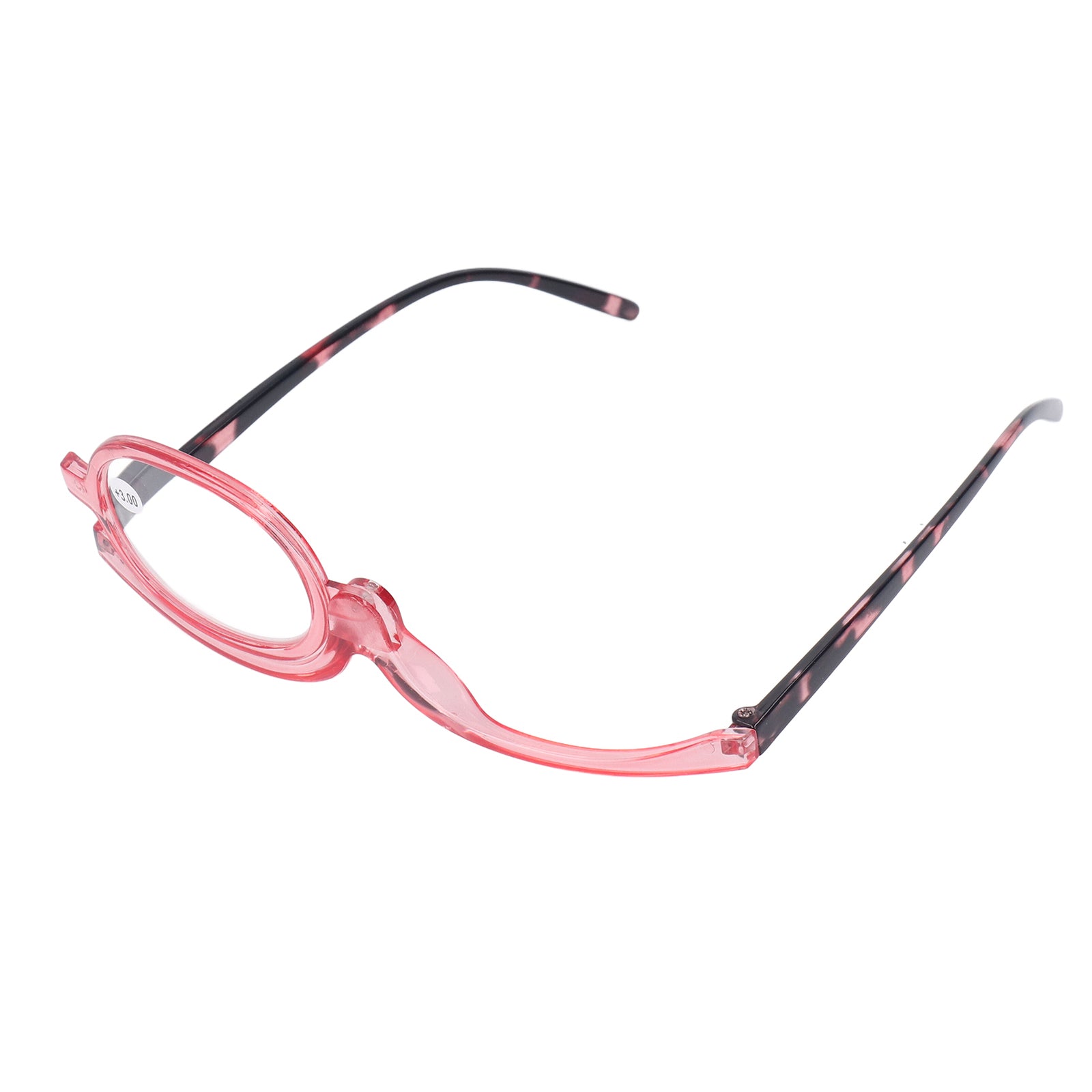 Magnifying Cosmetic Glasses Lightweight Foldable Rotating Single Lens +3.00 Pink for Women