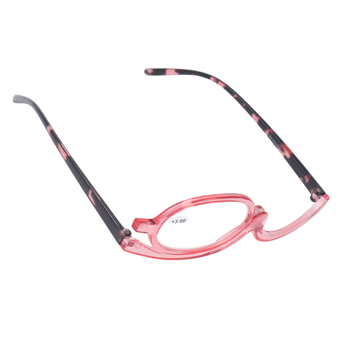 Magnifying Cosmetic Glasses Lightweight Foldable Rotating Single Lens +3.00 Pink for Women