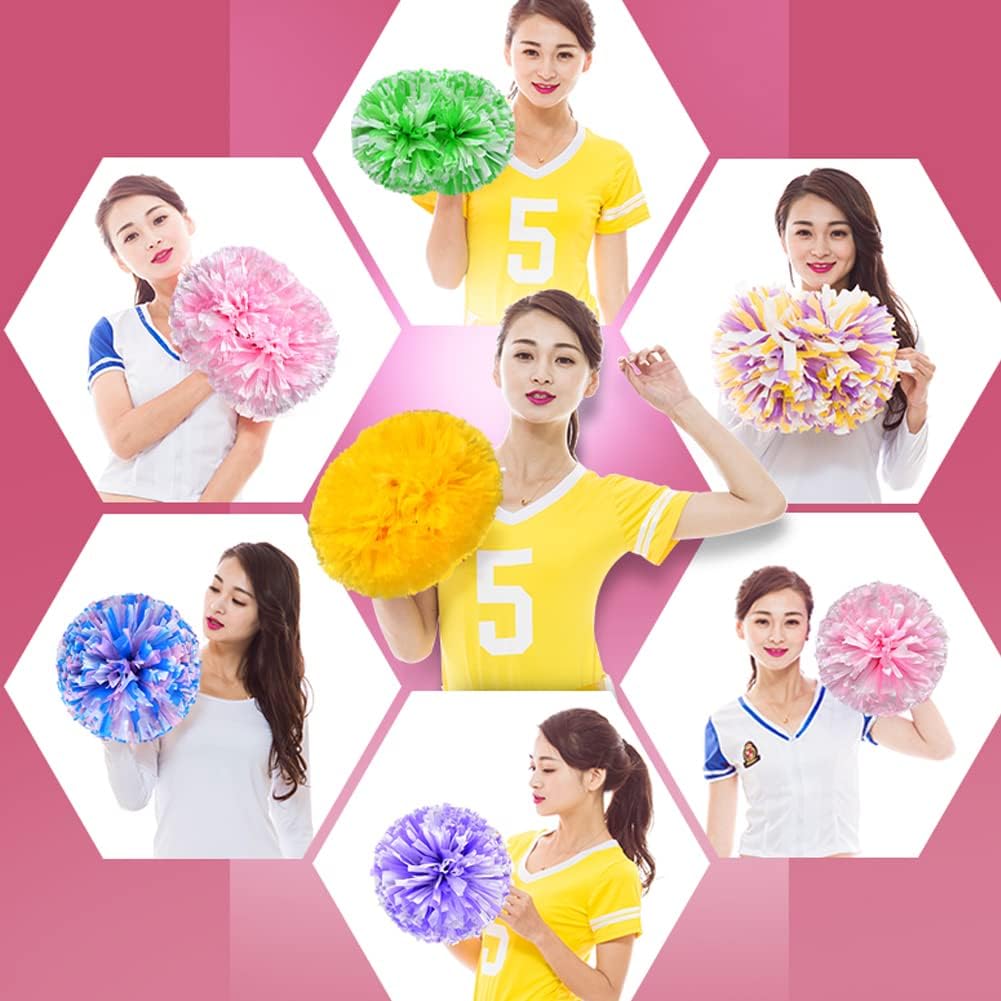 2 Pack Cheerleader Pom Poms Sports Dance Cheer Plastic Matte Pom Poms 12 inch Ring Handle Pom Poms Cheerleading for Sports Team Spirit Cheering