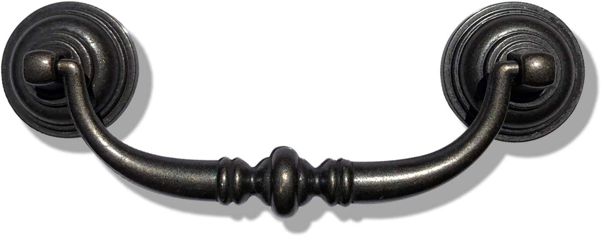 6 Pack MOOD.SC 3.5in Hole Center Shabby Chic Drawer Kitchen Cabinet Drop Bail Pulls Handles (89mm/Antique Black)