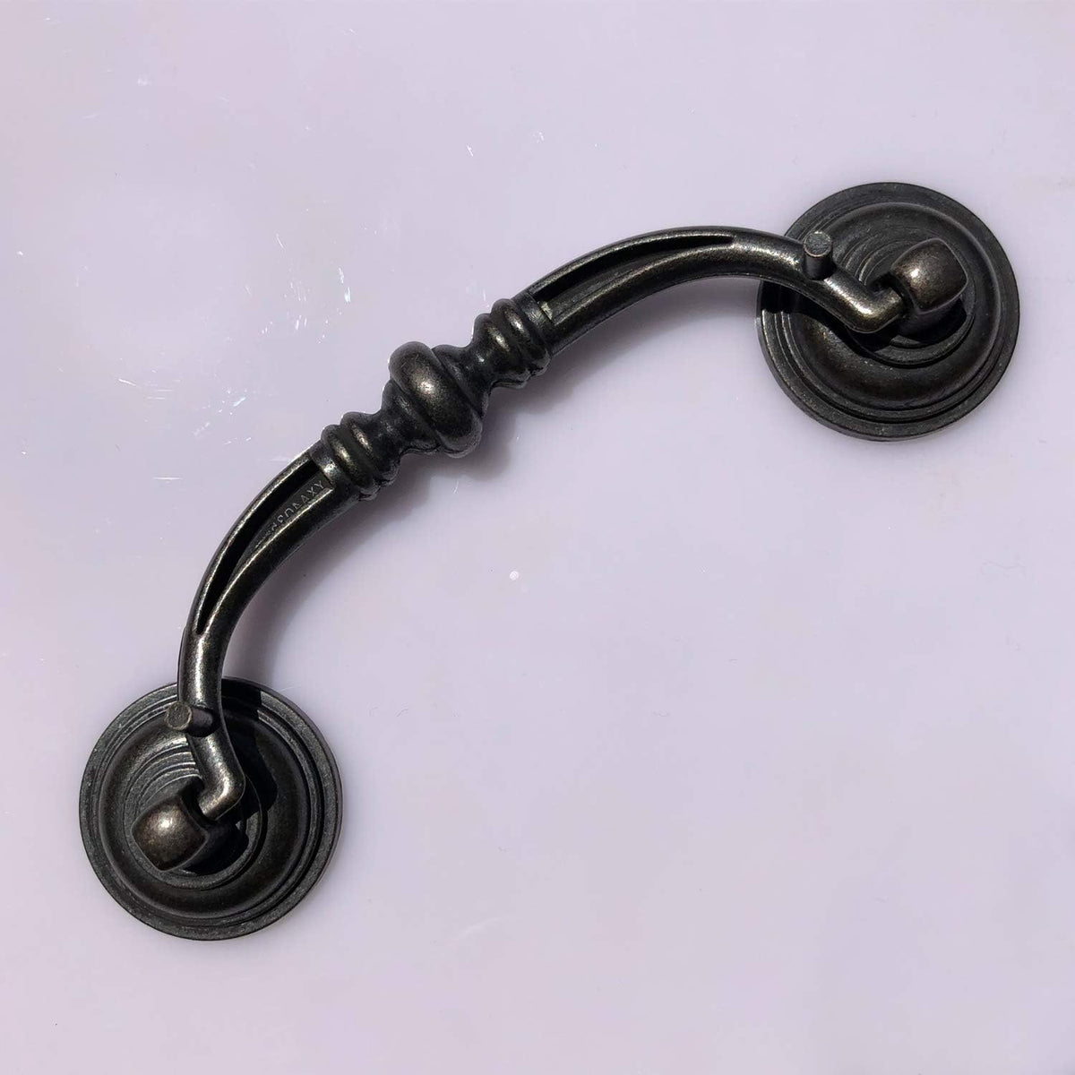 6 Pack MOOD.SC 3.5in Hole Center Shabby Chic Drawer Kitchen Cabinet Drop Bail Pulls Handles (89mm/Antique Black)