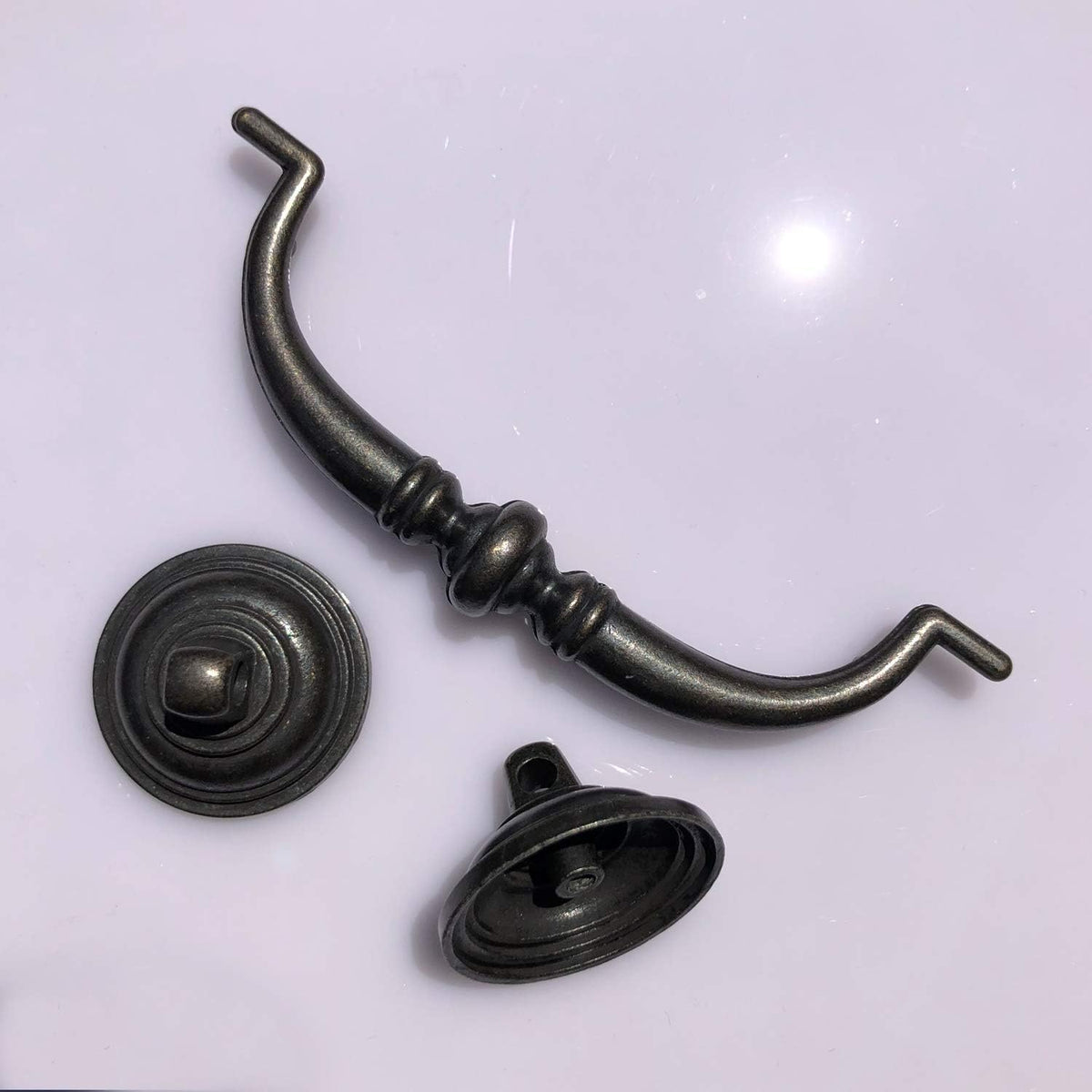 6 Pack MOOD.SC 3.5in Hole Center Shabby Chic Drawer Kitchen Cabinet Drop Bail Pulls Handles (89mm/Antique Black)