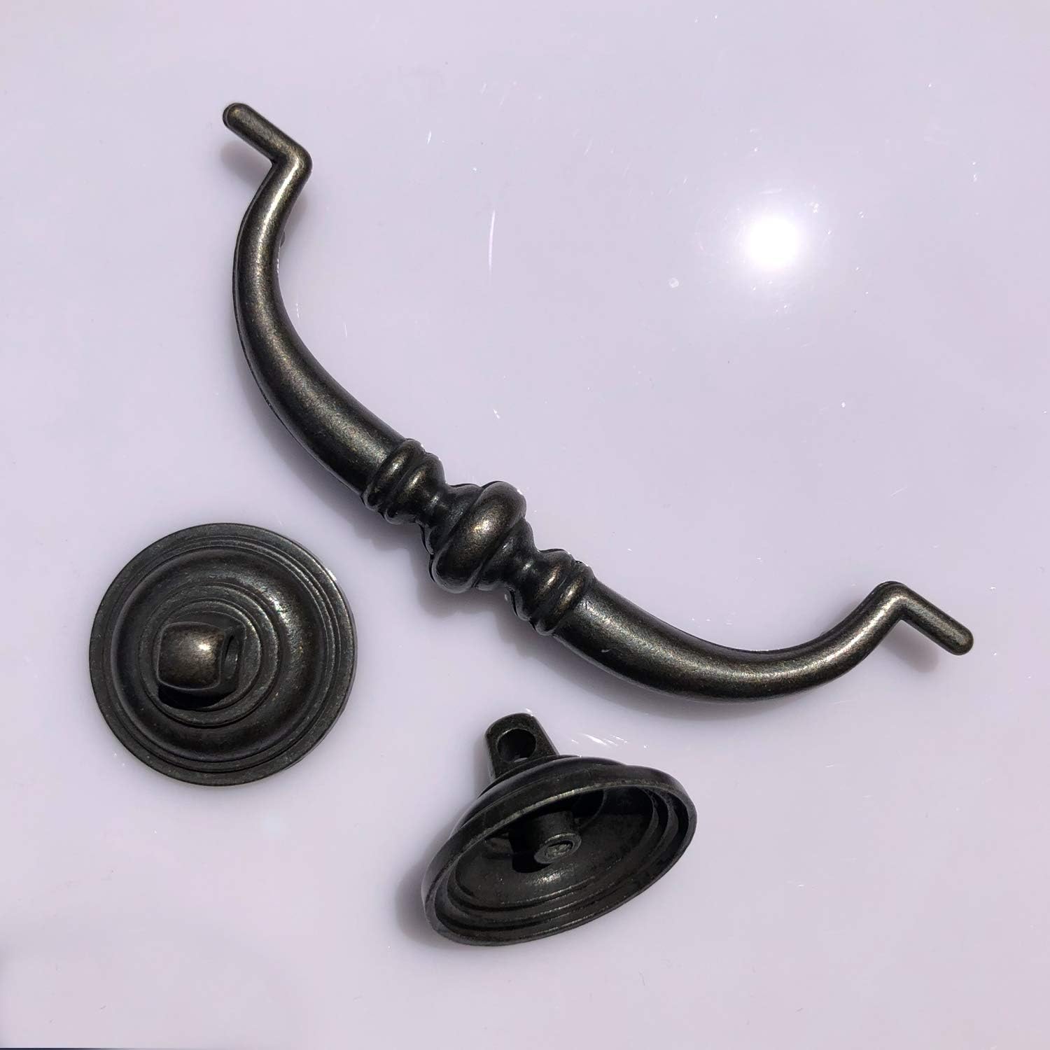 6 Pack MOOD.SC 3.5in Hole Center Shabby Chic Drawer Kitchen Cabinet Drop Bail Pulls Handles (89mm/Antique Black)