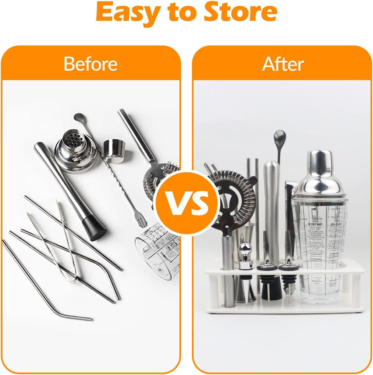 Professional Cocktail Shaker Stand, Bartender Kits Storage Stand, Bartending Tool Holder for Bar Cocktail, Black