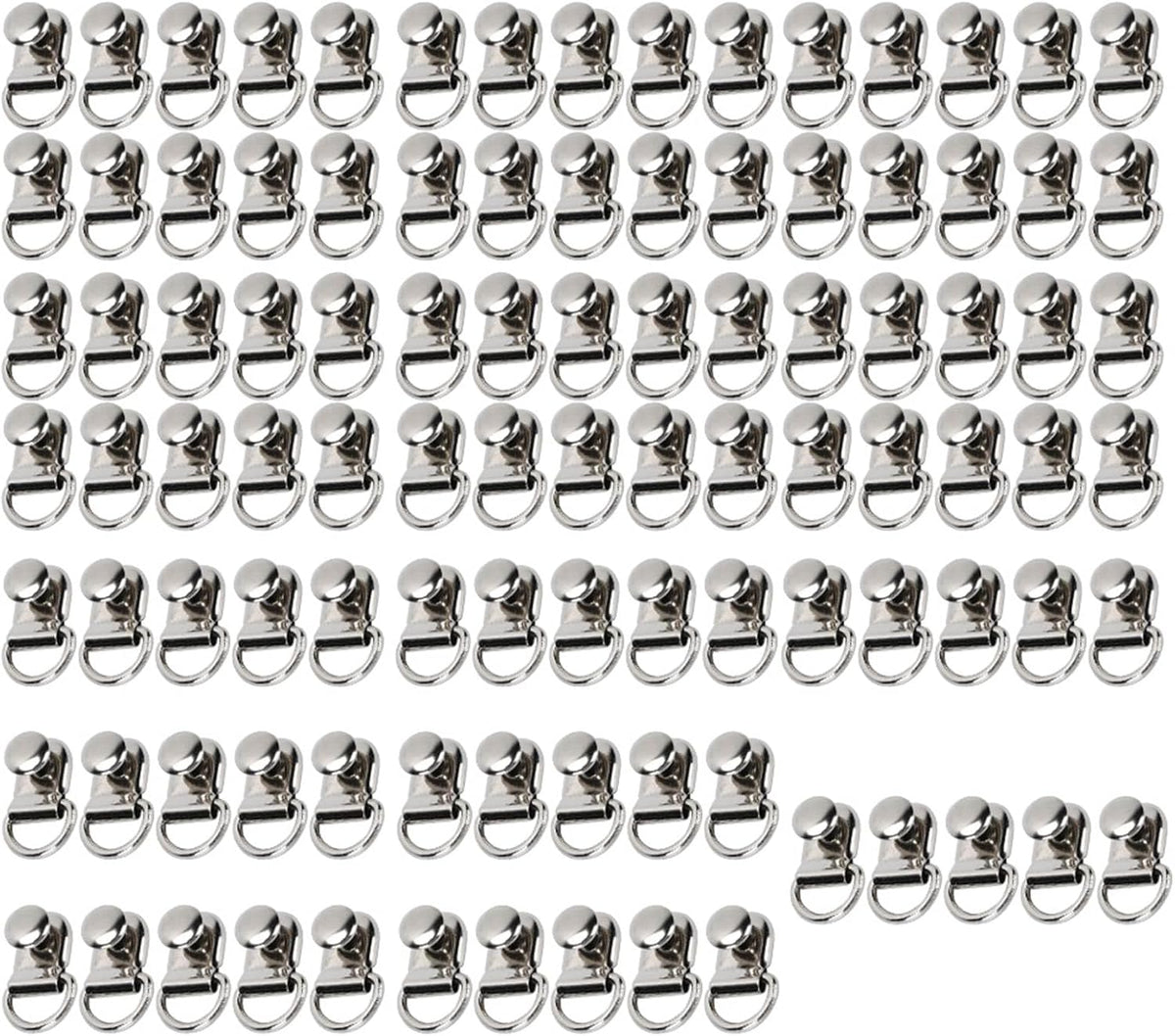 100 Sets D Ring Shoelace Buckle, Brass Metal Boot Lace Hooks Eyelet Repair Kit Bag Rivet Tool For Shoe Leather Diy Craft Boot Silver 9x14mm