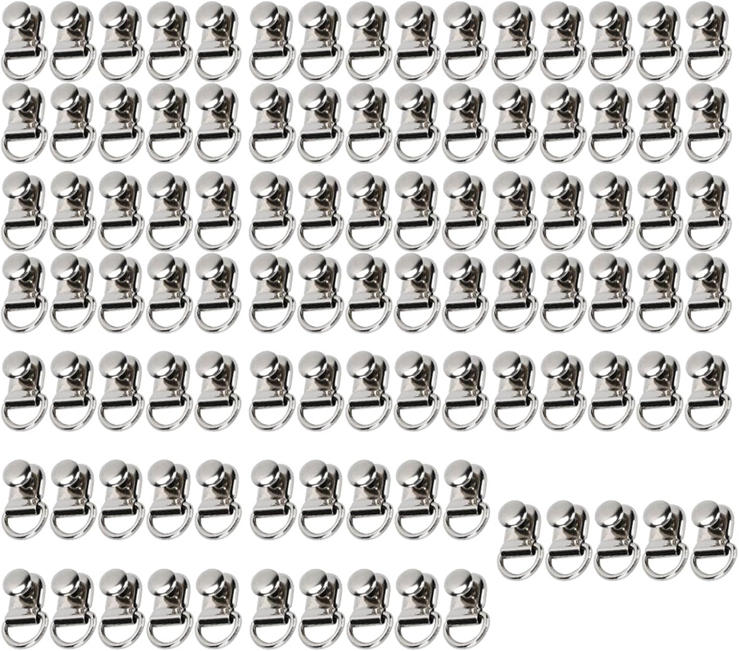 100 Sets D Ring Shoelace Buckle, Brass Metal Boot Lace Hooks Eyelet Repair Kit Bag Rivet Tool For Shoe Leather Diy Craft Boot Silver 9x14mm