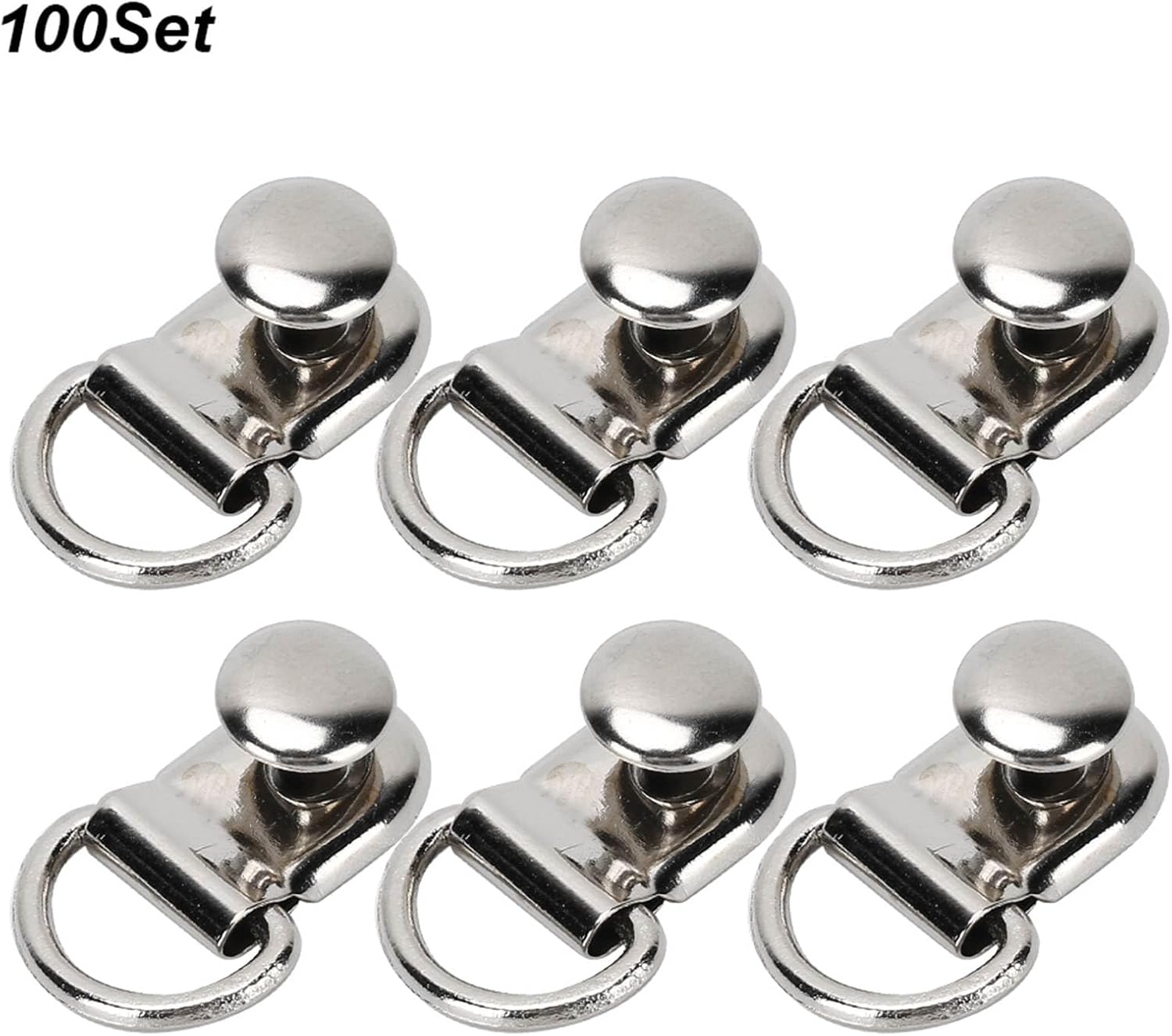 100 Sets D Ring Shoelace Buckle, Brass Metal Boot Lace Hooks Eyelet Repair Kit Bag Rivet Tool For Shoe Leather Diy Craft Boot Silver 9x14mm