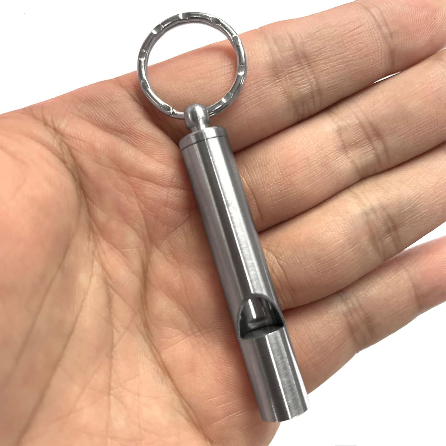2PCS Mini Stainless Steel Survival Whistle Perfect for Camping, Hiking and Boating Loud Emergency Whistle with Far Distance Rang for Sporting Events and Call Your Dog，Keychain Included
