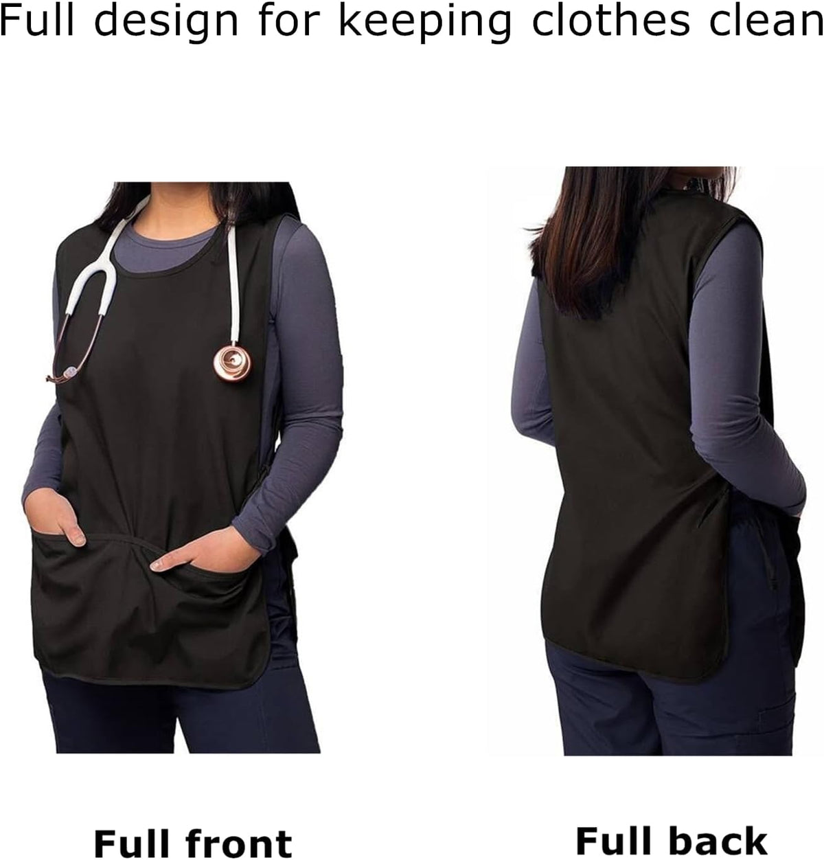 6 Pack Cobbler Apron for Women Men, Universal Adult Smock Aprons with 2 Pockets, Black Waterproof Cleaning Apron for Painting, Work, Hairstylist, Housekeeping, Kitchen, Unisex