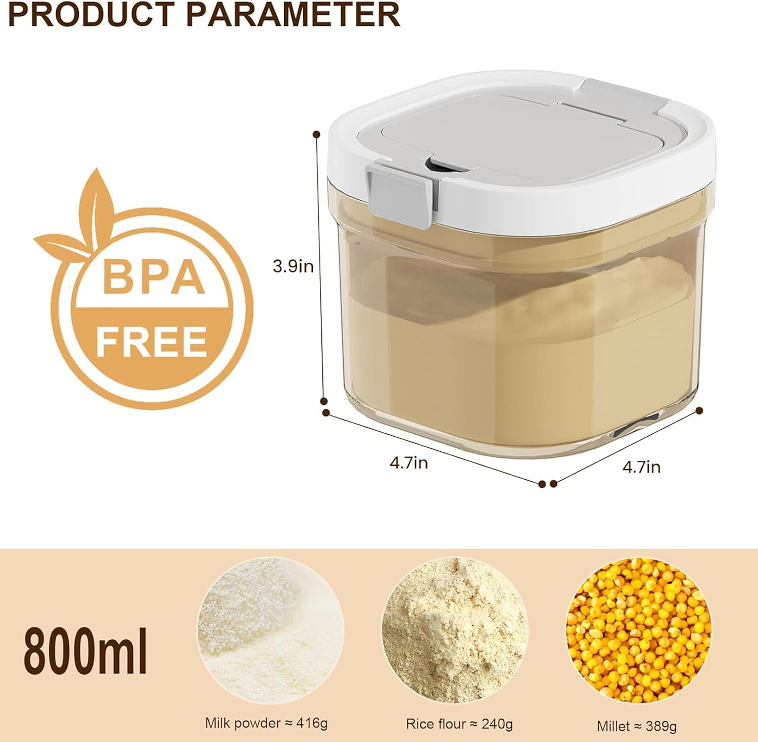 sugar container with spoon, Coffee and Dry Food Storage Containers, BPA-Free, Stackable, Easy-Clean, Perfect for Coffee, Flour, Sugar (0.85qt)