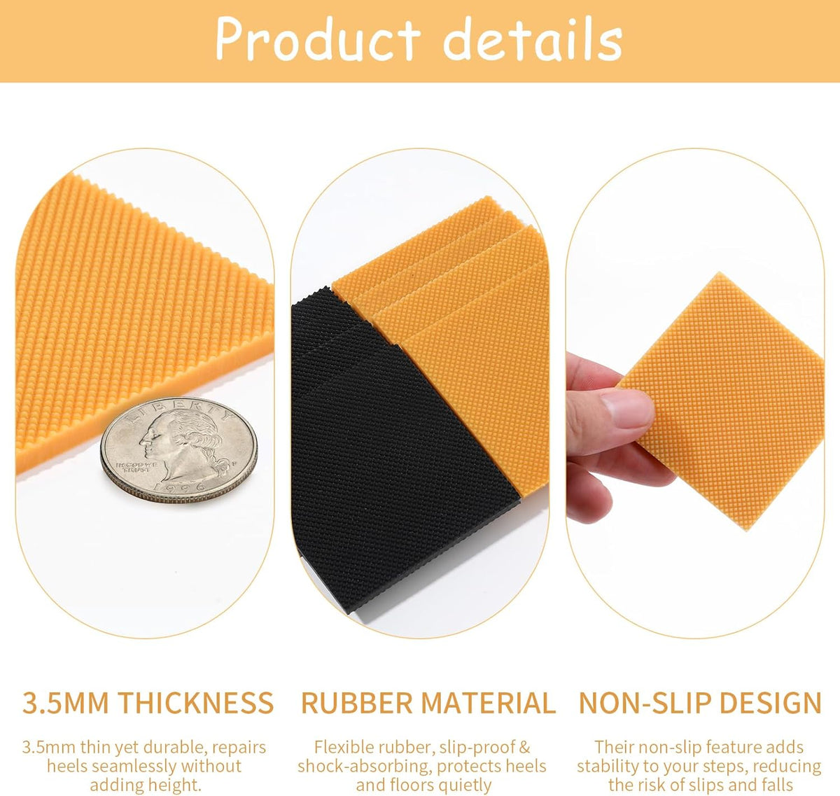 8pcs High Heels Patch Square Sole Repair Tips Rubber Boot Heel Replacement Sole Protectors Non-Slip Heel Replacements High Heel Tread Pad(2.44" x 2.44")