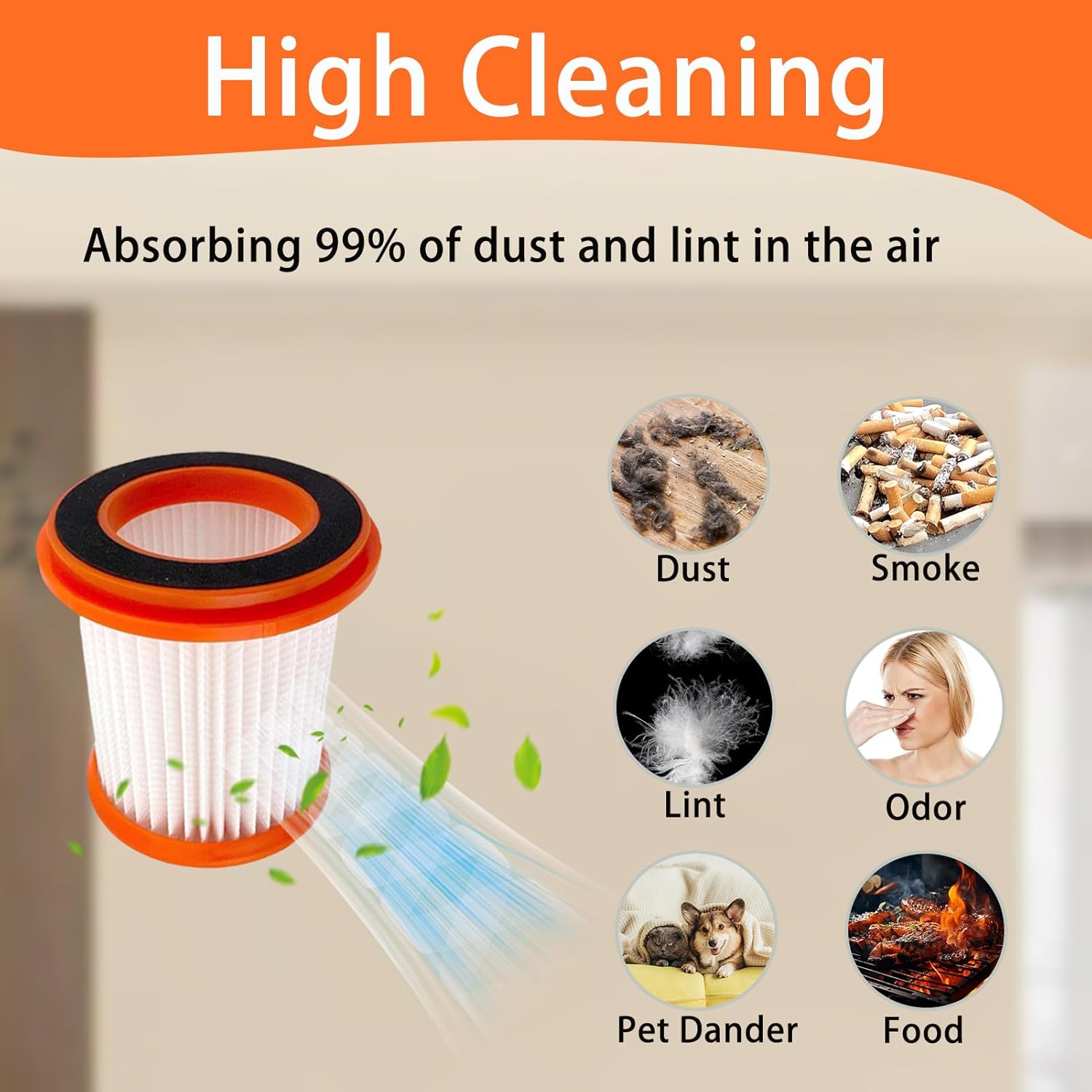 HEPA Filters for Voweek VW-VC08，for Moosoo XL618 Pro Vacuum Cleaner, 5 Pack Replacement Filter