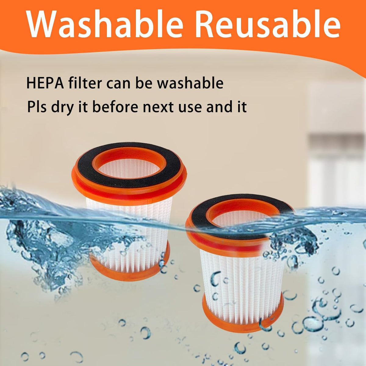 HEPA Filters for Voweek VW-VC08，for Moosoo XL618 Pro Vacuum Cleaner, 5 Pack Replacement Filter