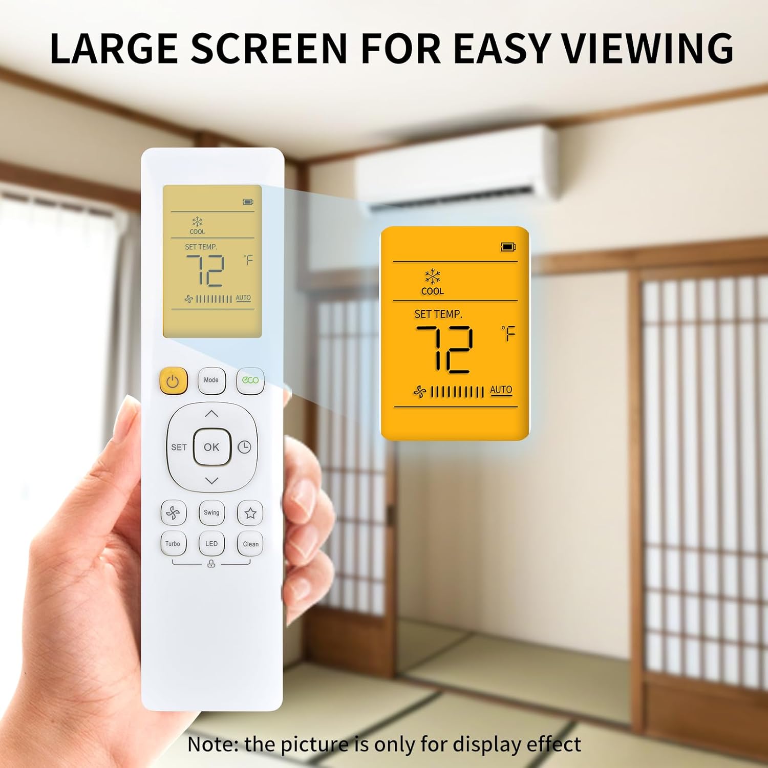 Replacement Remote Control Compatible with Pioneer 12,000 BTU 21.4 SEER2 Ductless Mini-Split Inverter+ Air Conditioner
