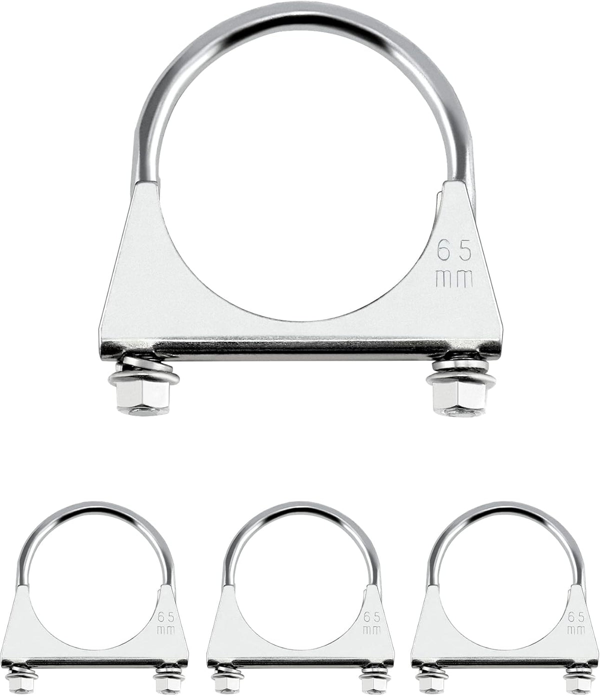 Stainless Steel U-Bolt Muffler/Exhaust Clamp (2.5" Diameter), 4 Pack U-Bolt Muffler Tip Exhaust Hook