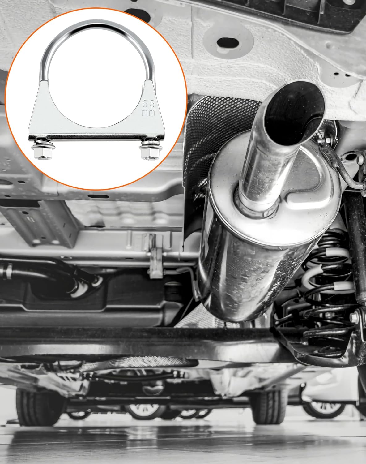 Stainless Steel U-Bolt Muffler/Exhaust Clamp (2.5" Diameter), 4 Pack U-Bolt Muffler Tip Exhaust Hook