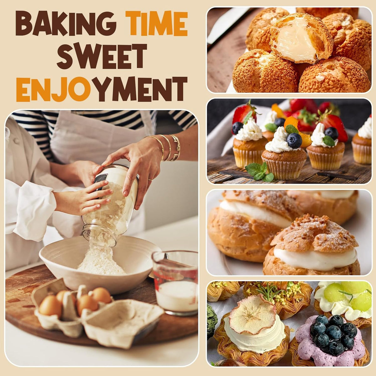 6 Pcs Cream Icing Piping Nozzle Tip, Stainless Steel Long Cream Puff Nozzle, Cupcake Filler Tool, Piping Tips for Filling Donuts Birthday Cake and Other Pastries