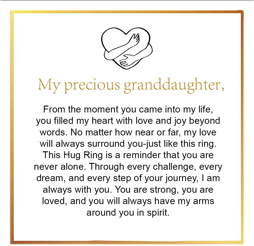 Hug Ring For Granddaughter, Silver Ring For Women With “Always With You” Adjustable And Non Tarnish Minimalist Birthday Jewelry Gift