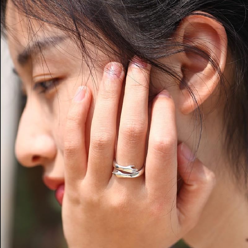 Hug Ring For Granddaughter, Silver Ring For Women With “Always With You” Adjustable And Non Tarnish Minimalist Birthday Jewelry Gift