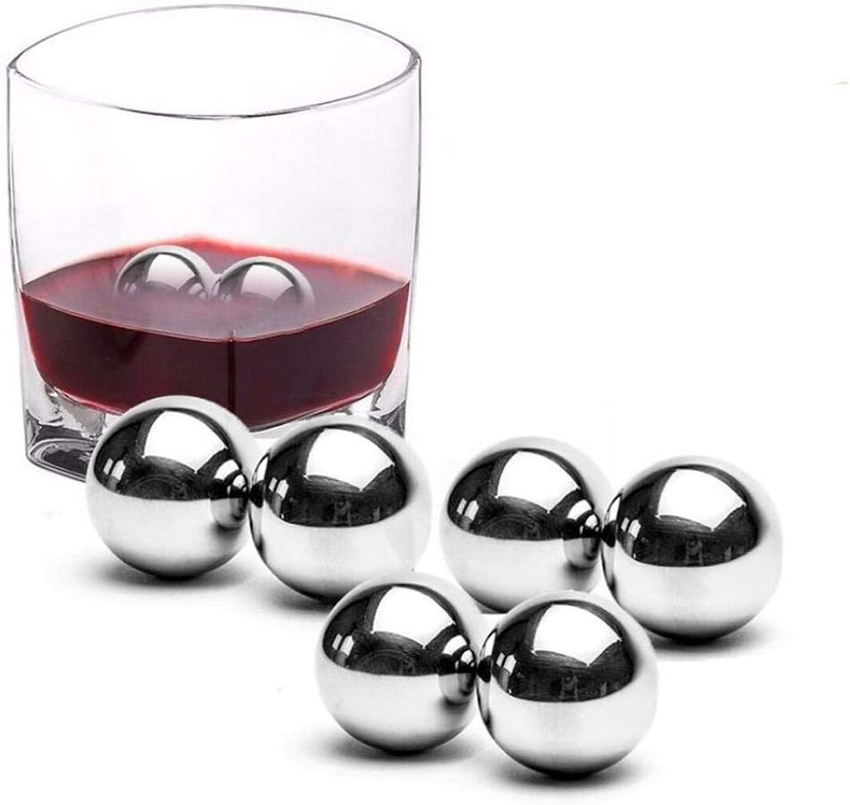 6Pcs Stainless Steel Ice Cubes Cooling Ball Whiskey Stones Reusable Metal Ice Cubes for Whiskey, Bourbon, Scotch, Vodka, Liqueurs, Beer Wine, Whiskey Rocks Chilling Stones.