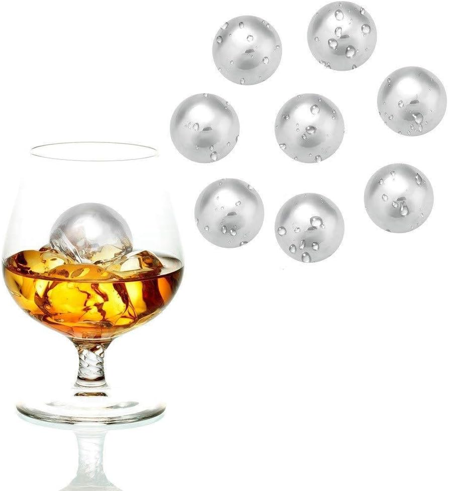 6Pcs Stainless Steel Ice Cubes Cooling Ball Whiskey Stones Reusable Metal Ice Cubes for Whiskey, Bourbon, Scotch, Vodka, Liqueurs, Beer Wine, Whiskey Rocks Chilling Stones.