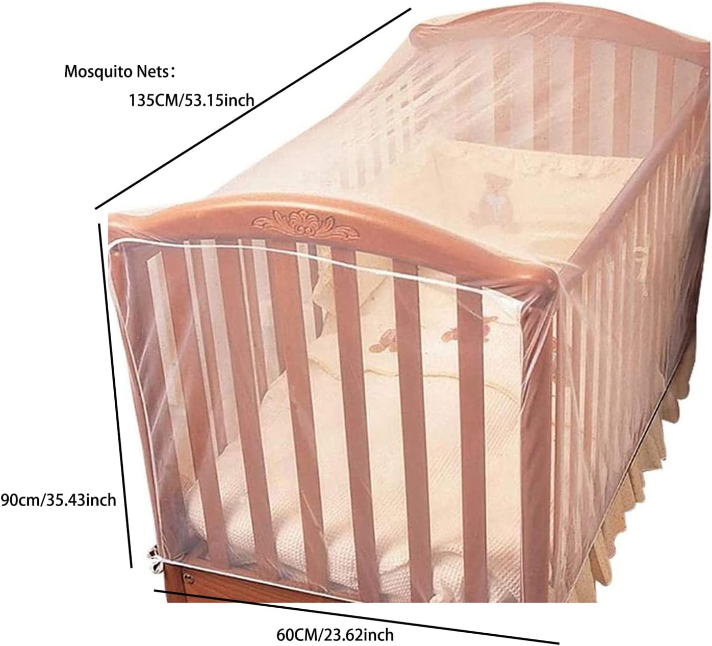 Crib Mosquito Net, Universal Size Mesh Crib Netting Mosquito Nets for Children Ultra-Dense Net for Avoiding Kid from Insect Biting Bed Netting Cover Adjustable Crib Safety Tent Mosquito Cover