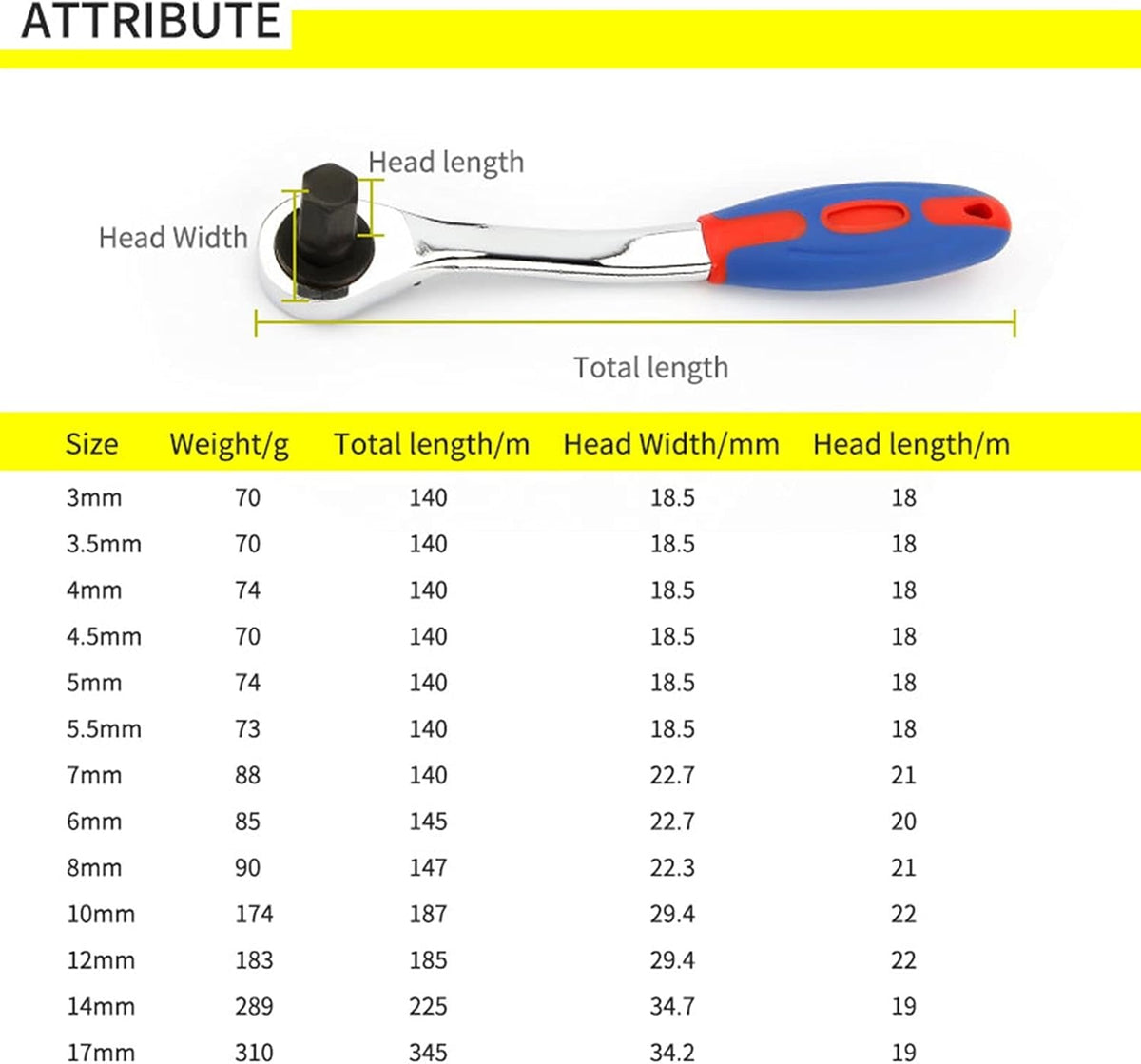 Wrench Sets, 1pcs Reversible Ratchet Allen Key Wrench, Ratcheting Hex Bolt Spanner with Soft Rubber Handle 4mm 5mm 6mm 8mm 10mm 12mm 14mm 17mm (Size : 8mm)