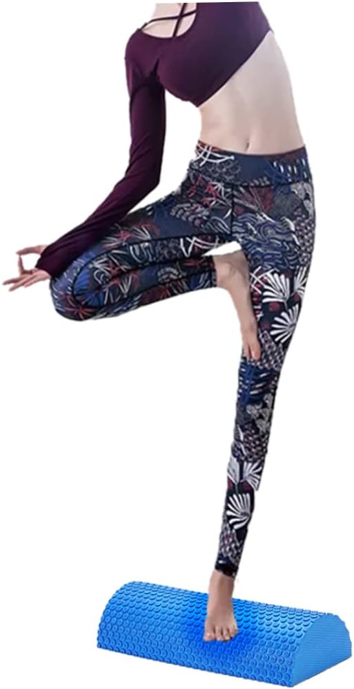 Half Round Foam Roller, Yoga Foam Roller for Pain Relieved, Muscle Massage, Physical Therapy (Blue)