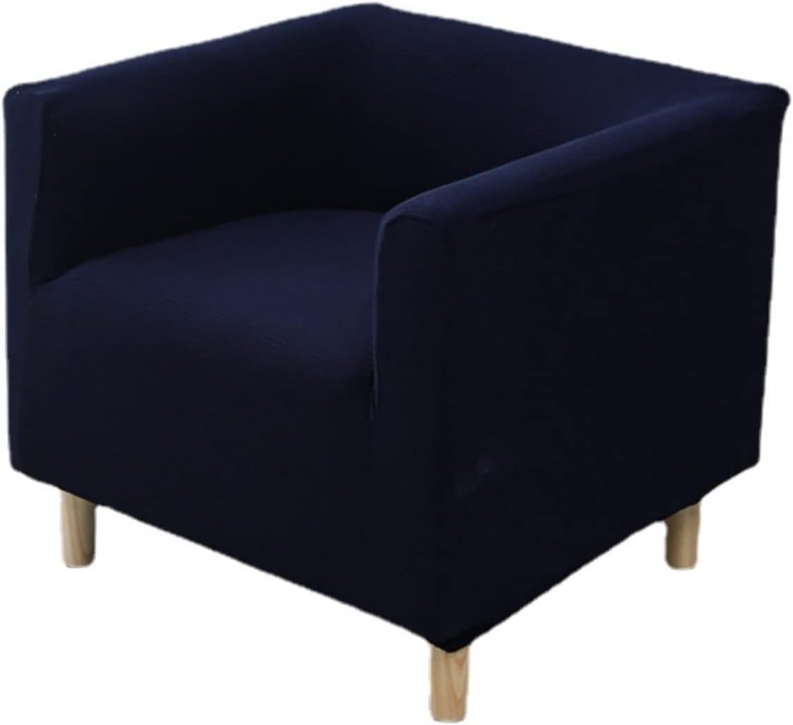 Stretch Square Small Single Sofa Covers Solid Color Club Chair Slipcovers Reusable Armchair Covers Tub Chair Covers Furniture Protectors for Home Cafe (Color : Navy Blue, Size : 1PCS)