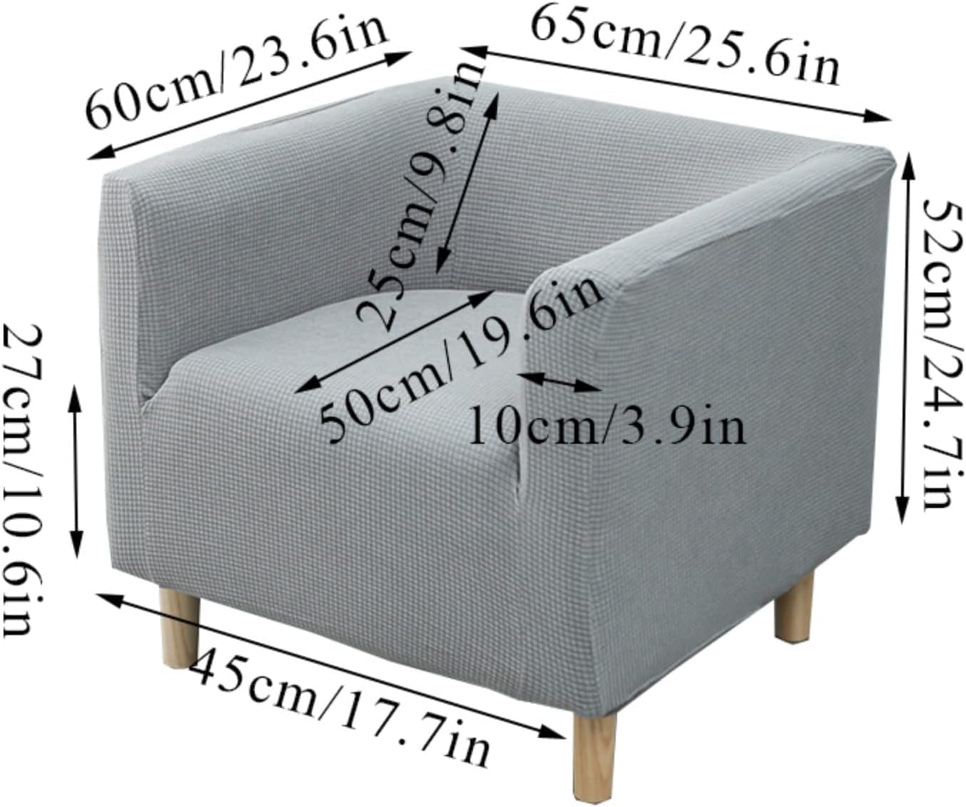 Stretch Square Small Single Sofa Covers Solid Color Club Chair Slipcovers Reusable Armchair Covers Tub Chair Covers Furniture Protectors for Home Cafe (Color : Navy Blue, Size : 1PCS)