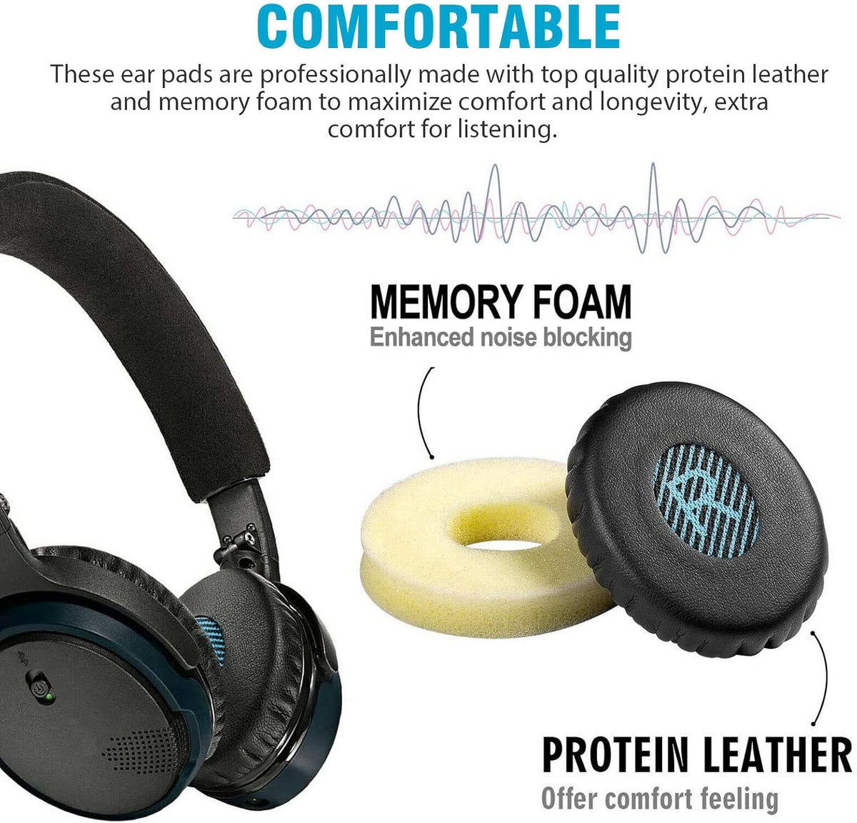 Replacement Ear Pads for Bose Sound True & SoundLink Wireless Headphones Memory Foam On-Ear Headphone Earpads Cushions for Bose OE2 OE2i