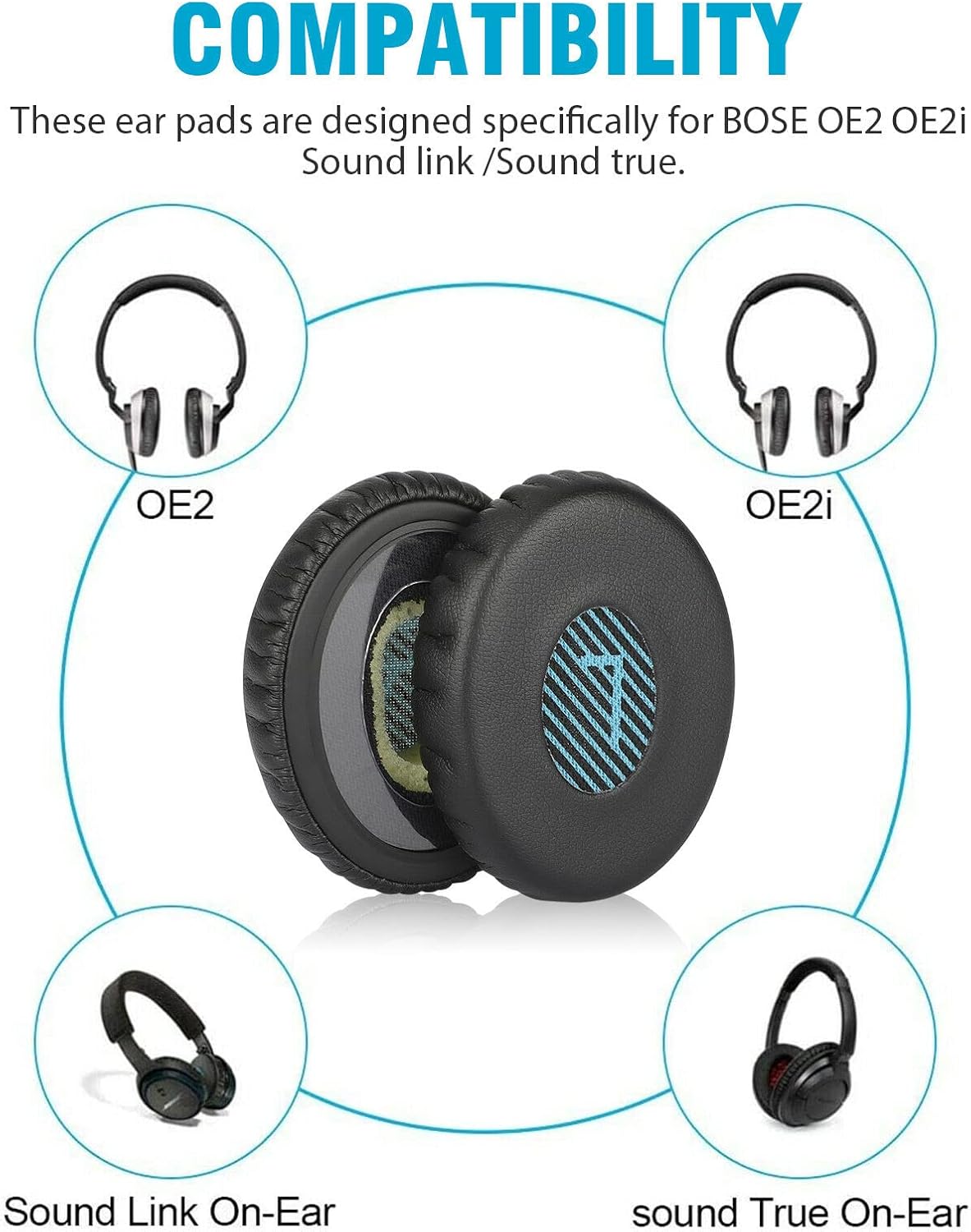 Replacement Ear Pads for Bose Sound True & SoundLink Wireless Headphones Memory Foam On-Ear Headphone Earpads Cushions for Bose OE2 OE2i