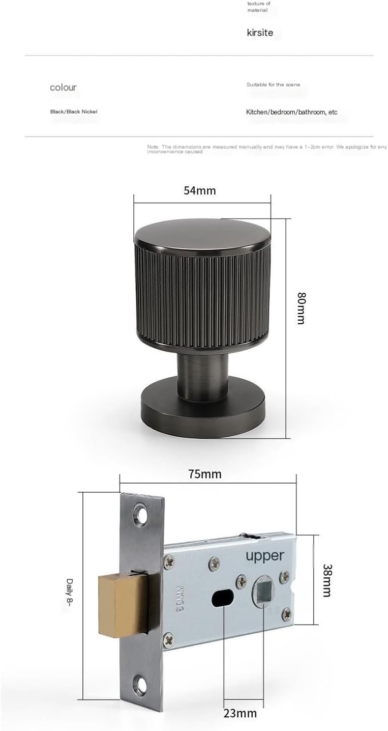 [Special for Invisible Doors] Black Minimalist Invisible Door Lock Hidden Single-Sided Handle Secret Room Secret Door Background Wall Lock(Black)