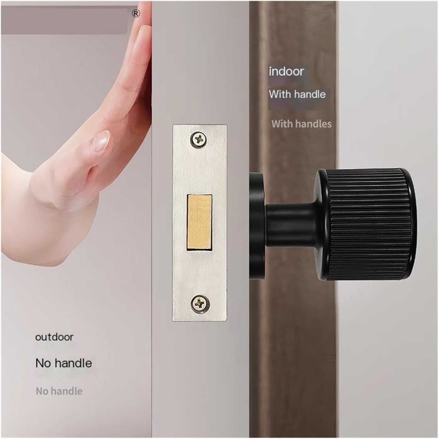 [Special for Invisible Doors] Black Minimalist Invisible Door Lock Hidden Single-Sided Handle Secret Room Secret Door Background Wall Lock(Black)