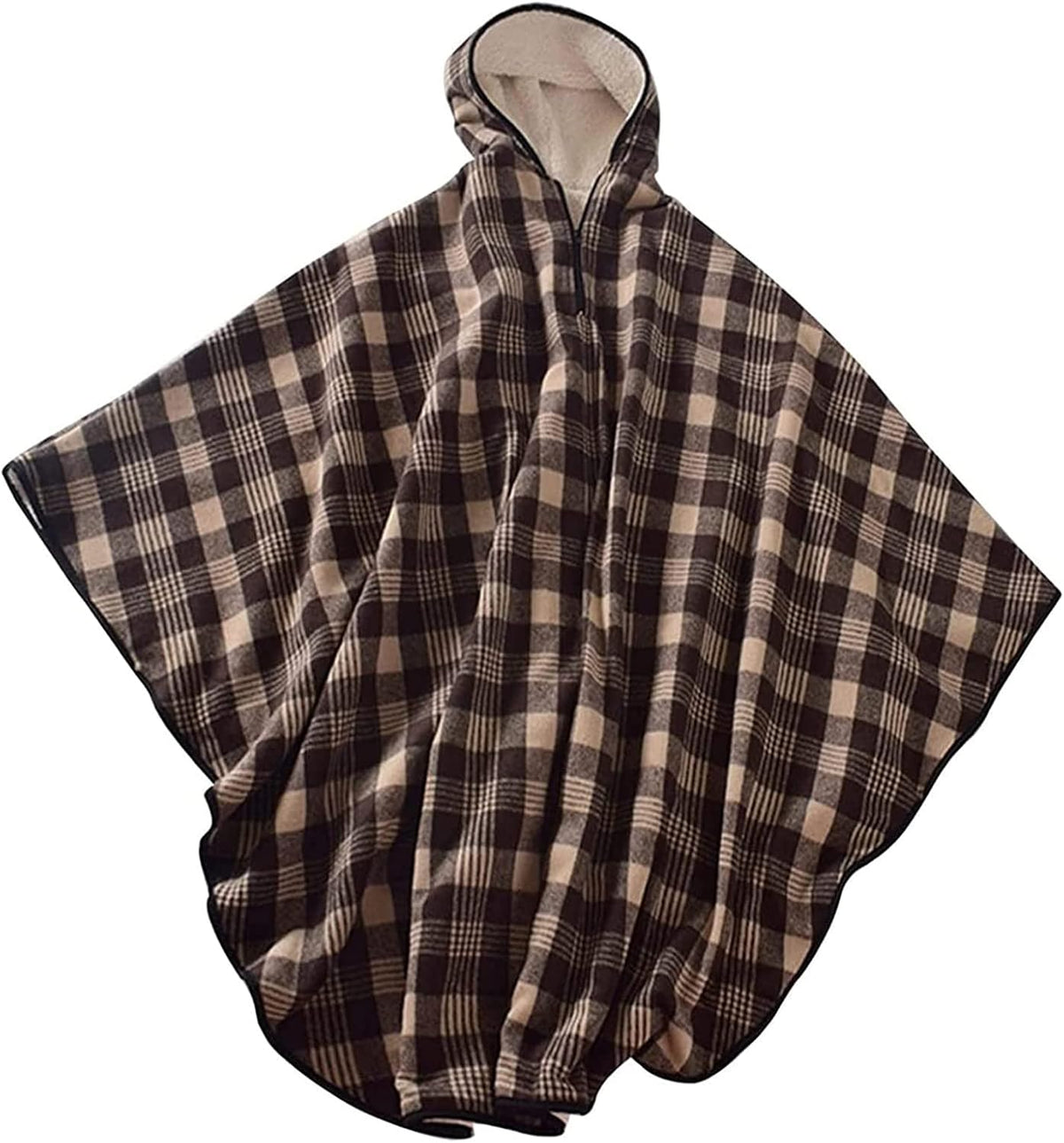 Wheelchair Blanket Adult Fleece-Lined Cape with Hood, Winter Poncho Coat for Women and Men, Warm Blanket